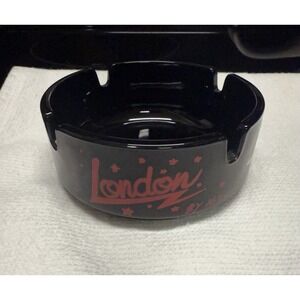 Vintage Black Ashtray "London By Night" Made In France Stars
